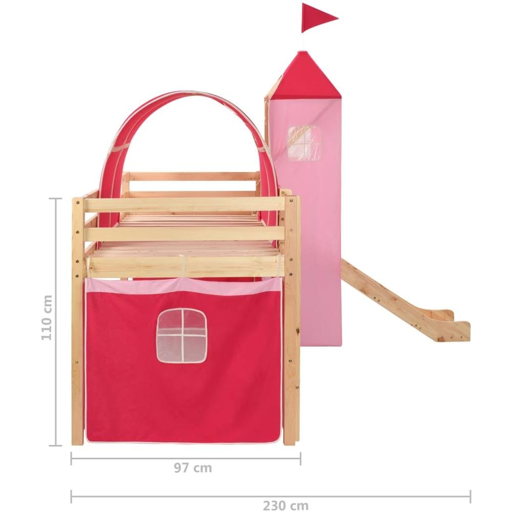 Letto A Castello Per Bambini Scivolo E Scala In Pino 97x208cm - Foto 13