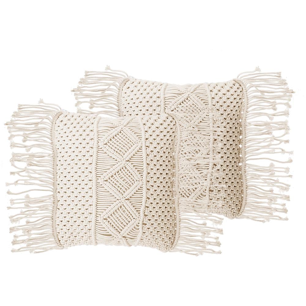 Set Di 2 Cuscini In Cotone Macramè Beige 40 X 45 Cm Yortan - Foto 1
