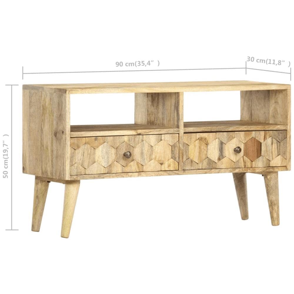 Mobile Porta TV 90x30x50 cm in Legno Massello di Mango - Foto 2