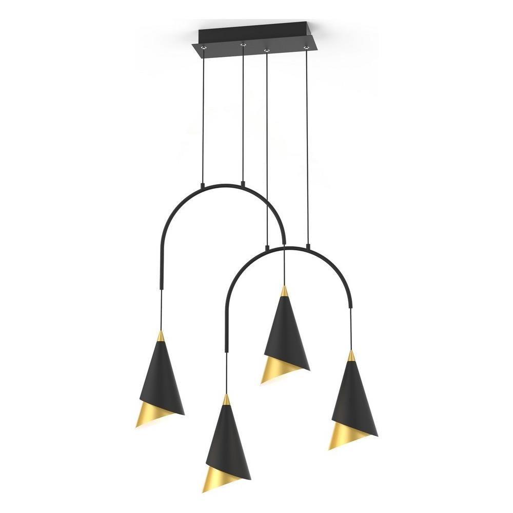 Lampada A Sospensione Moderna A Led Nero, Oro, Bianco Caldo 3000k 588lm - Foto 1