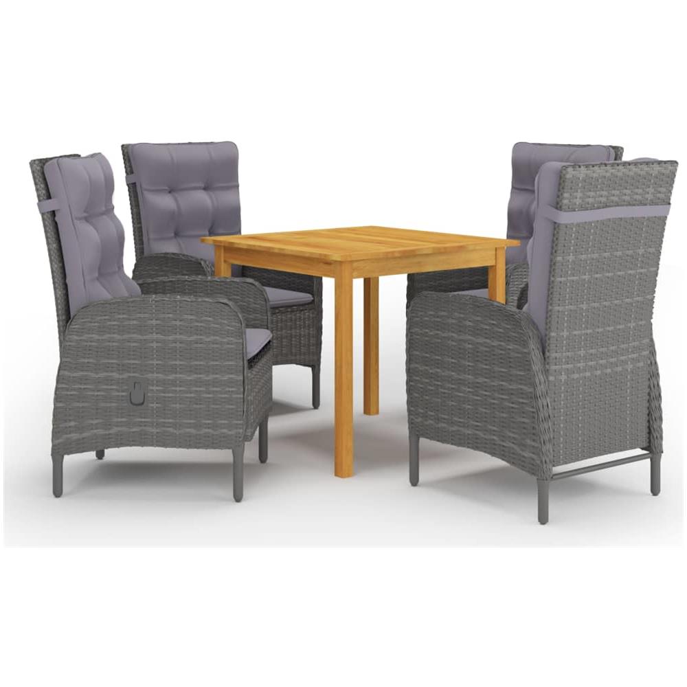 Set Mobili Da Pranzo Per Giardino 5 Pz Grigio - Foto 1