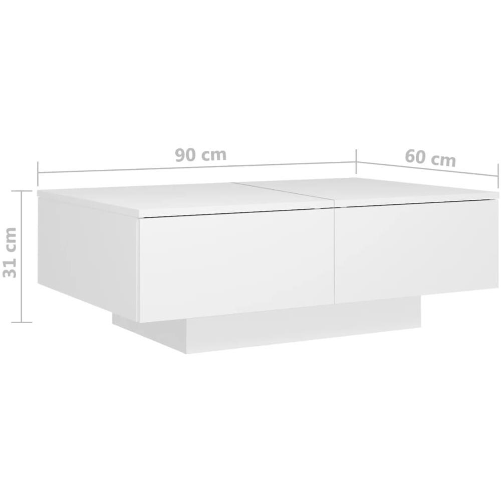 Tavolino da Salotto Bianco 90x60x31 cm in Legno Multistrato - Foto 6