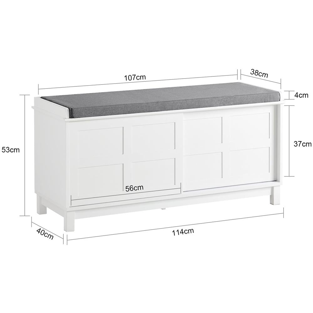 Scarpiera Con Ante Scorrevoli Scarpiera Panca Portascarpe Panca Ingresso Portascarpe Con Cuscino 114x40x53 Fsr86-w - Foto 2