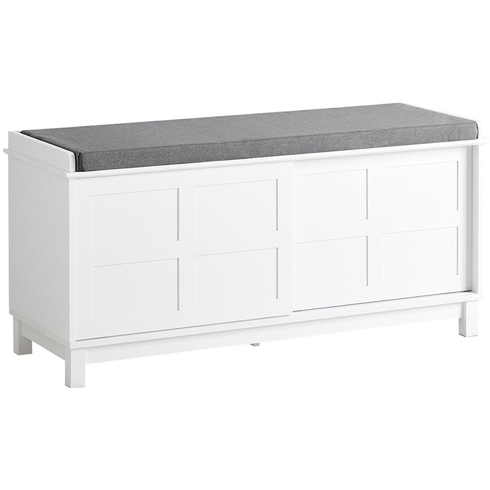 Scarpiera Con Ante Scorrevoli Scarpiera Panca Portascarpe Panca Ingresso Portascarpe Con Cuscino 114x40x53 Fsr86-w - Foto 1