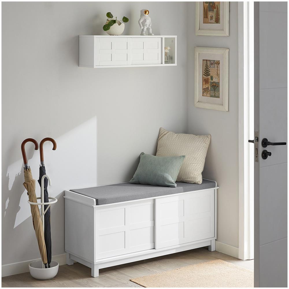 Scarpiera Con Ante Scorrevoli Scarpiera Panca Portascarpe Panca Ingresso Portascarpe Con Cuscino 114x40x53 Fsr86-w - Foto 5