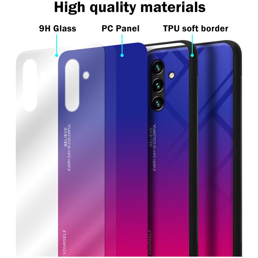 Custodia Compatibile Con Samsung Galaxy A13 5g In Viola - Rosso - Coperchio Protettivo Bicolore In Vetro Temperato E Silicone Tpu - Foto 6