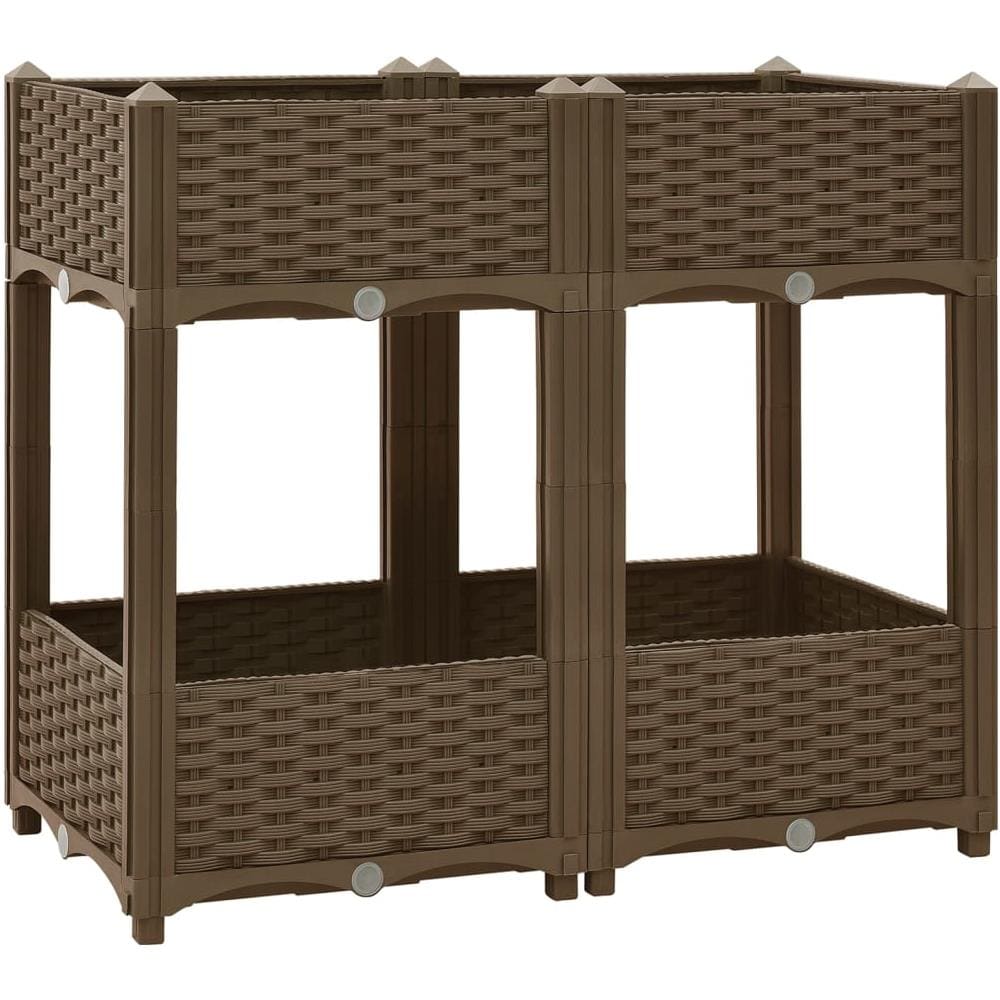 Fioriera Rialzata VidaXL 160x40x23 Cm In Polipropilene | Grigio, Motivo Rattan Per Esterno - Foto 13