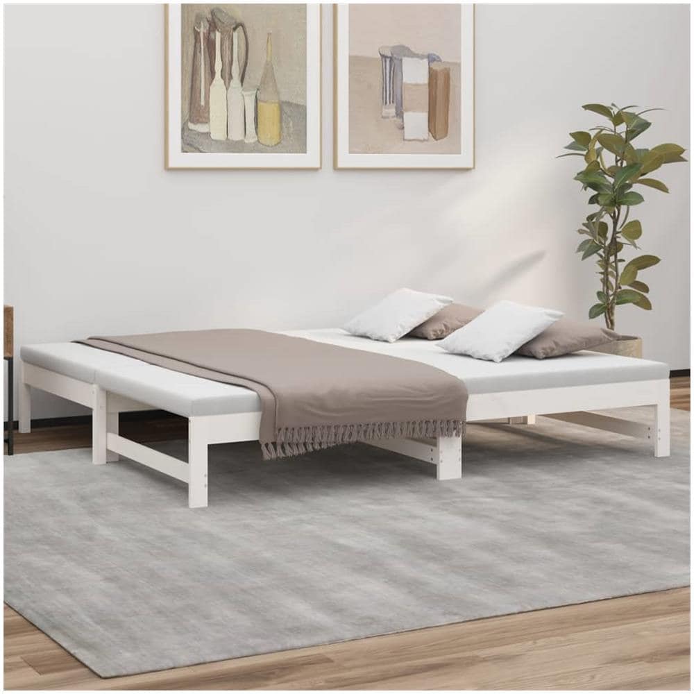 Dormeuse Estraibile Bianca 2x (75x190) Cm Legno Massello Di Pino - Foto 1