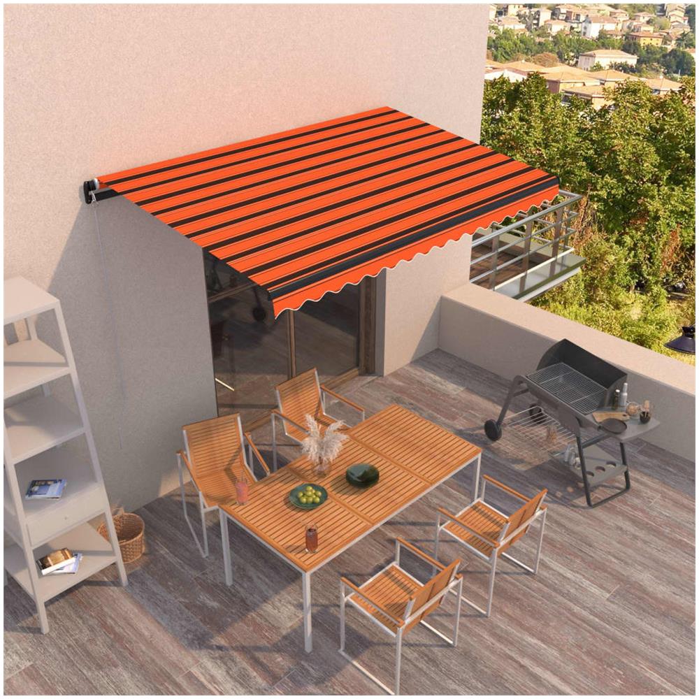 Tenda Da Sole Retrattile Manuale 450x350 Cm Arancione E Marrone - Foto 1