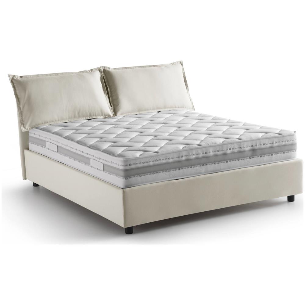 Letto Matrimoniale Denise, Letto Contenitore Con Rivestimento In Tessuto, 100% Made In Italy, Apertura Frontale, Con Materasso Cm 160x190 Incluso, Beige - Foto 2