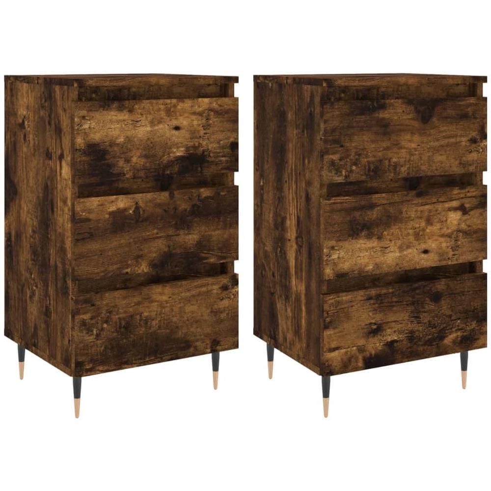 Comodini 2 Pz Rovere Fumo 40x35x69 Cm In Legno Multistrato - Foto 2