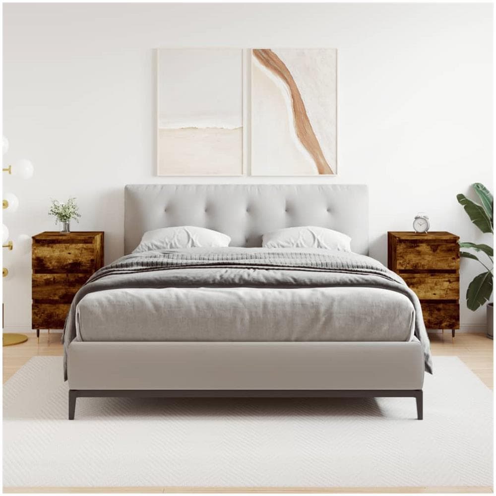 Comodini 2 Pz Rovere Fumo 40x35x69 Cm In Legno Multistrato - Foto 1
