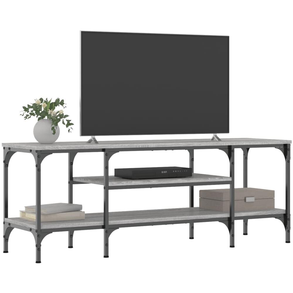 Mobile Tv Grigio Sonoma 121x35x45 Cm Legno Multistrato E Ferro - Foto 3