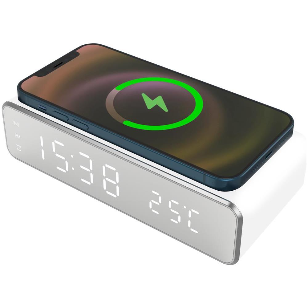 Sveglia con Ricarica Wireless Smartphone 15W Bianca - Foto 1