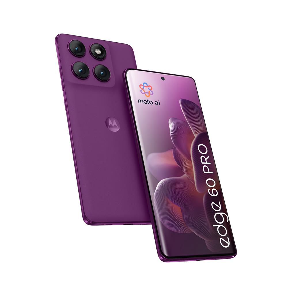 Edge 60 Pro 5G con Moto AI 512GB 12GB Ram Display 6.67" pOLED 120Hz, Main Camera 50+50+10M Selfie 50MP NanoSIM + eSIM USB tipo-C Android 15 Dimensity 8350 6000mAh, Pantone Sparking Grape - Foto 1