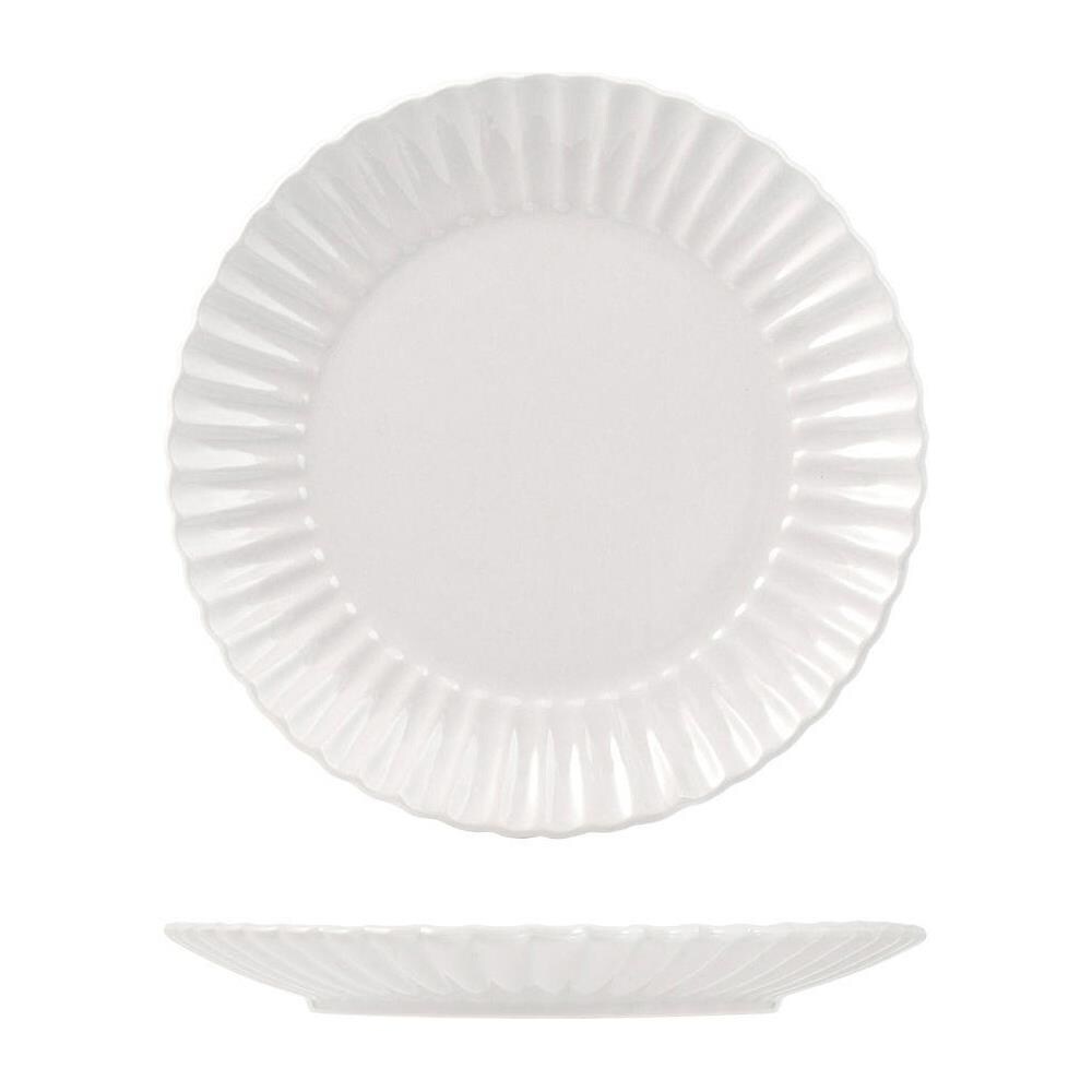 Set 6 piatti frutta Lotus in stoneware bianco cm 21 - Foto 1