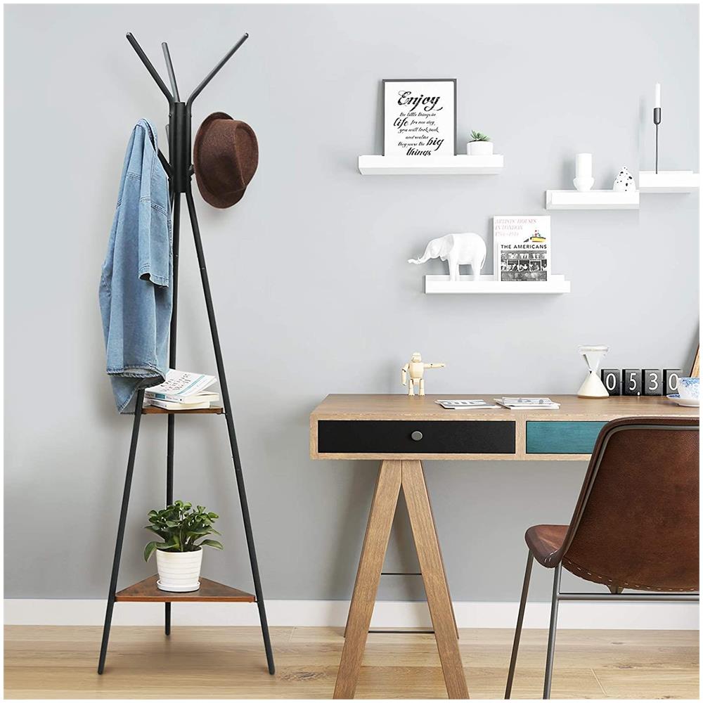 Appendiabiti da terra salvaspazio in ferro nero per corridoio - Foto 6