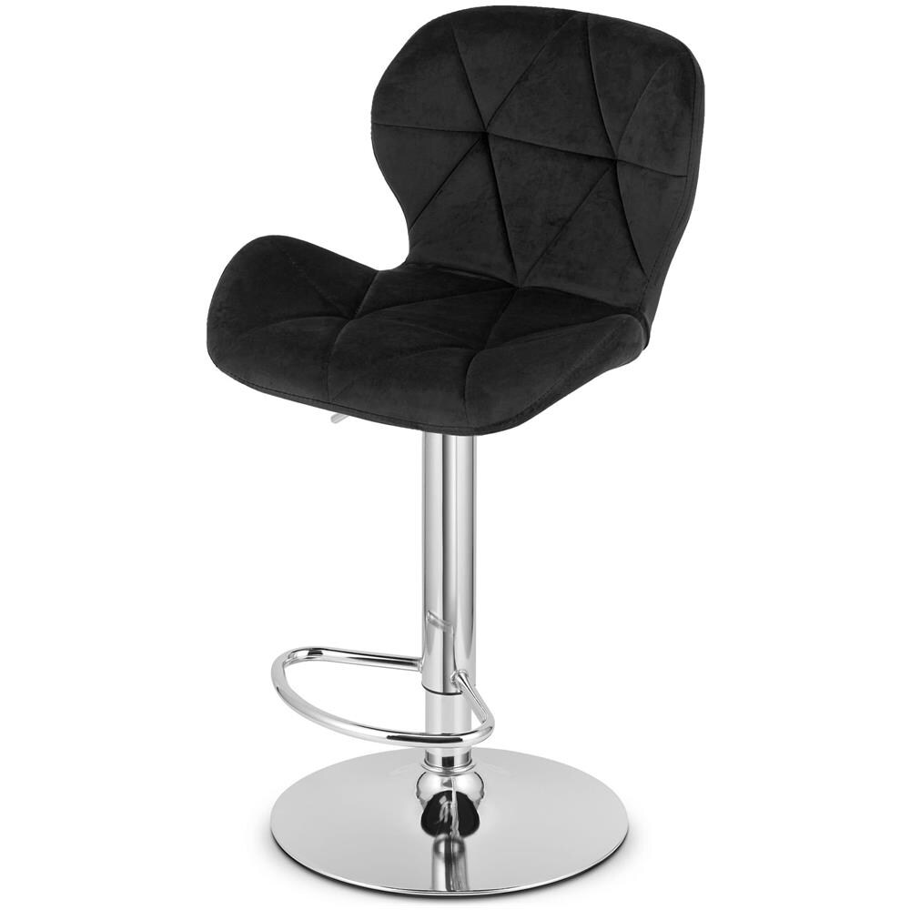 Sgabello WEST - Rivestimento in velluto nero con base cromata x 2 - Foto 8