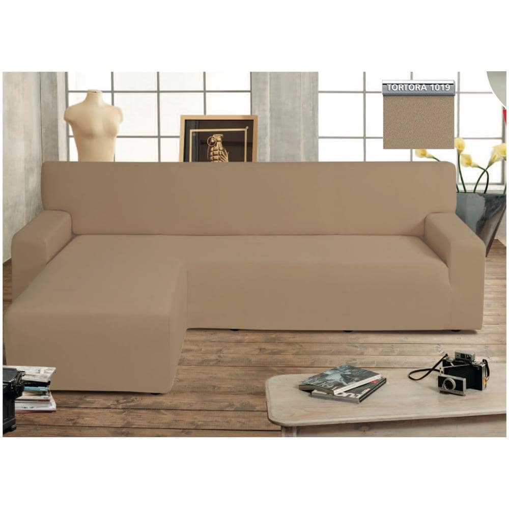 Copridivano Genius Con Penisola Chaise Longue Modello Swing Colore Tortora Sinistra Tortora - Foto 1