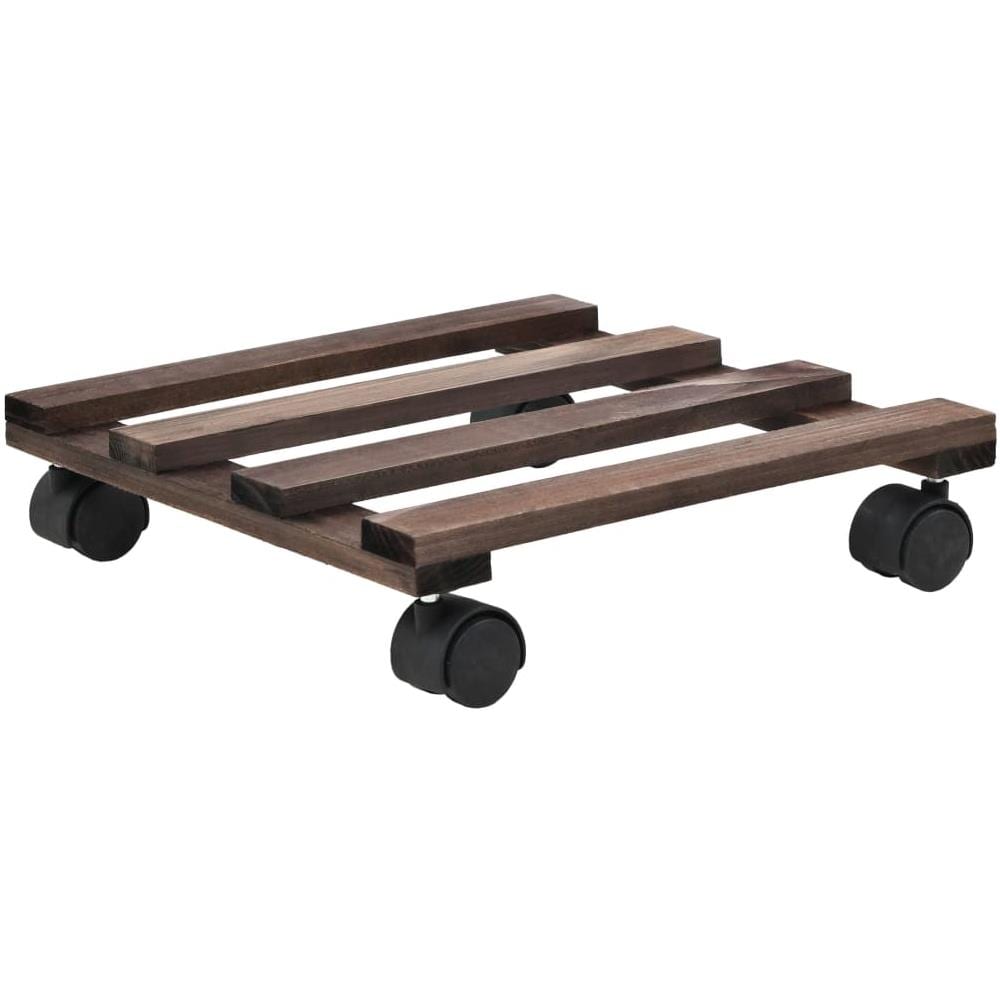 Pedane Con Ruote Per Piante 4 Pz In Legno Di Cedro 25x25 Cm - Foto 2