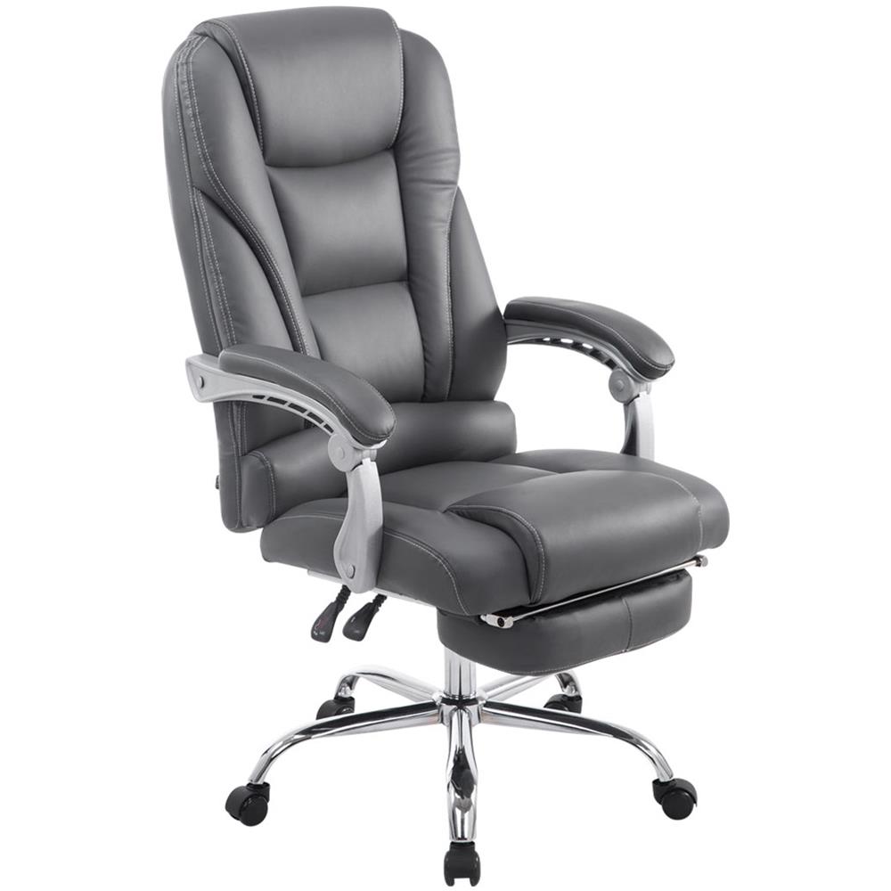 Sedia Ufficio Pacific in Similpelle - Poltrona Studio Carico Max 150 kg I Sedia Pc Imbottita e Regolabile I Poltrona Ufficio Ergonomica con Poggiapiedi e Ruote Antiattrito Grigio - Foto 1