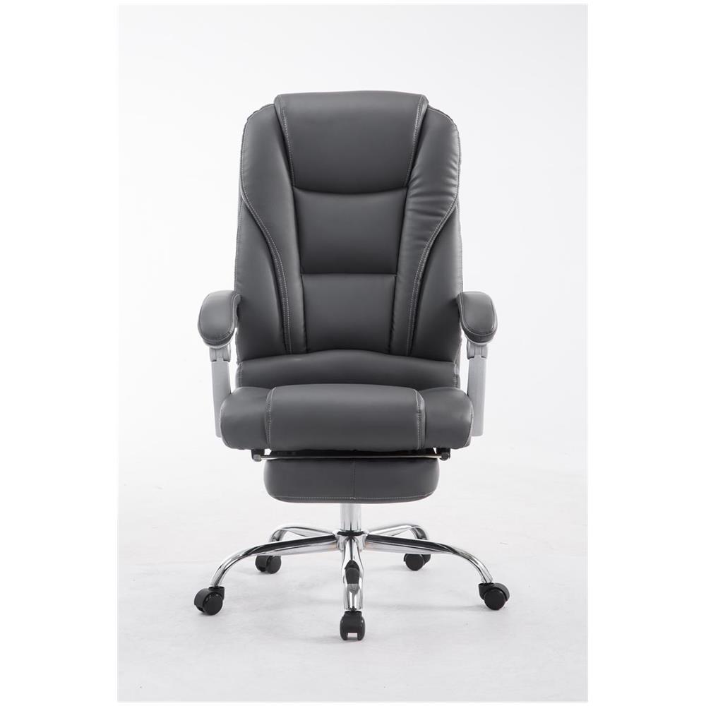 Sedia Ufficio Pacific in Similpelle - Poltrona Studio Carico Max 150 kg I Sedia Pc Imbottita e Regolabile I Poltrona Ufficio Ergonomica con Poggiapiedi e Ruote Antiattrito Grigio - Foto 2