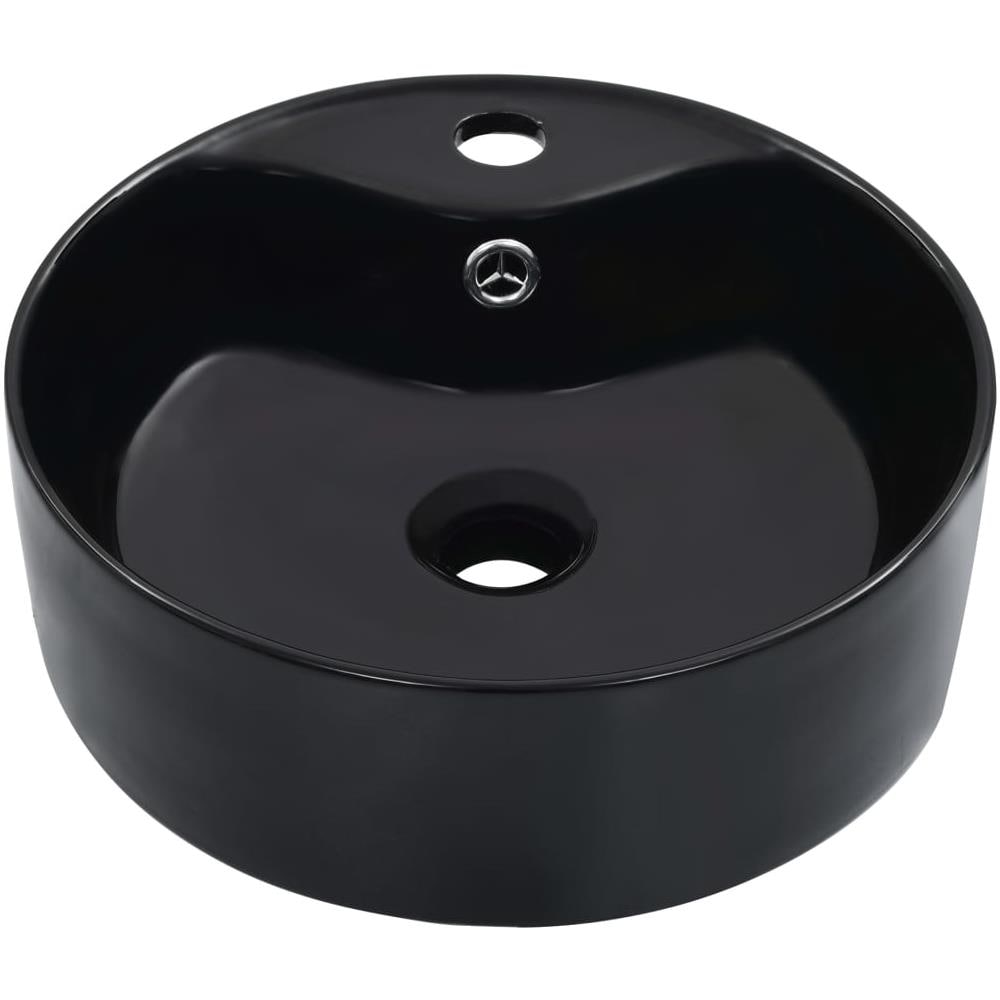 Lavandino Con Troppopieno 36x13 Cm In Ceramica Nero - Foto 2