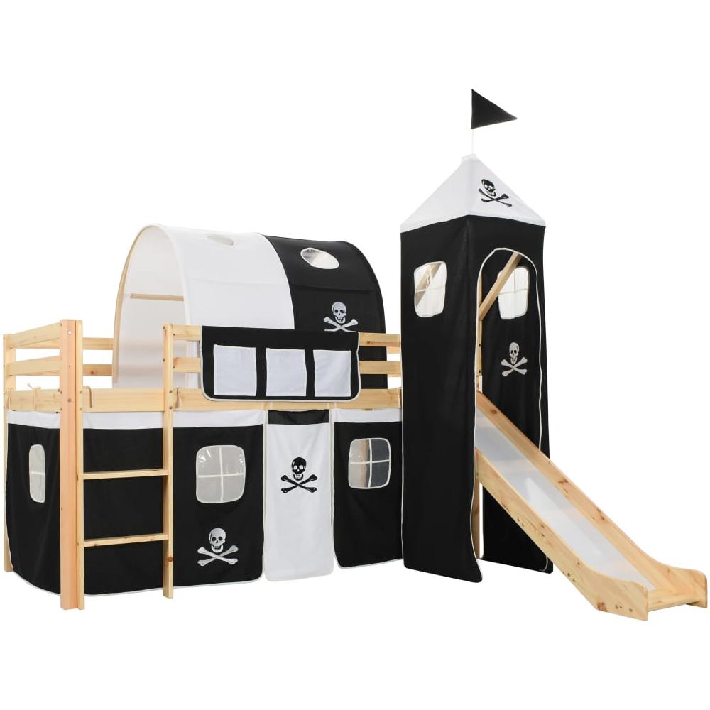 Letto A Castello Per Bambini Scivolo E Scala In Pino 97x208cm - Foto 1