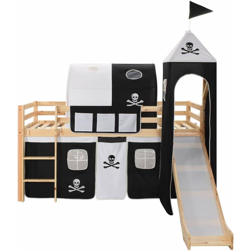 Letto A Castello Per Bambini Scivolo E Scala In Pino 97x208cm - Foto 2