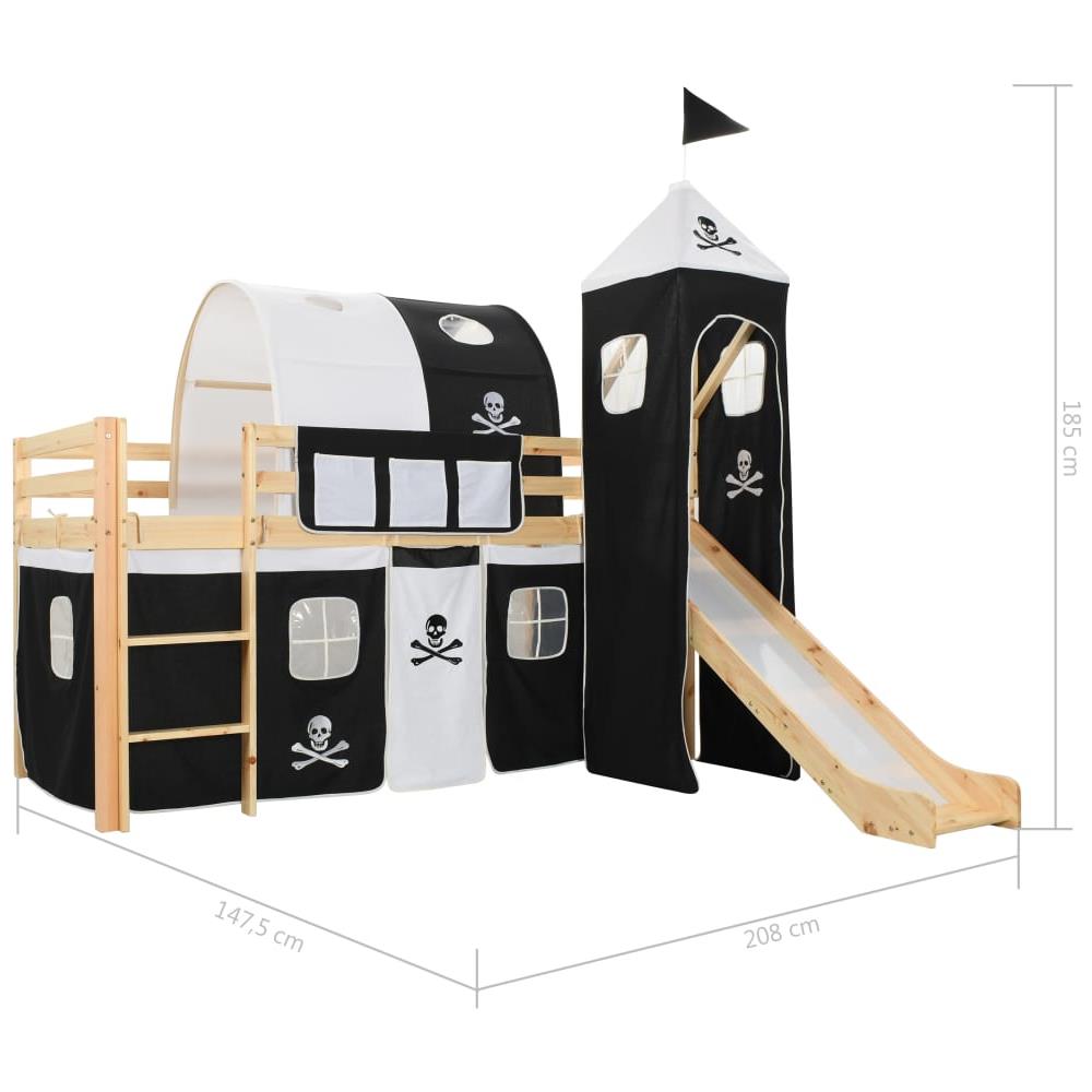 Letto A Castello Per Bambini Scivolo E Scala In Pino 97x208cm - Foto 11