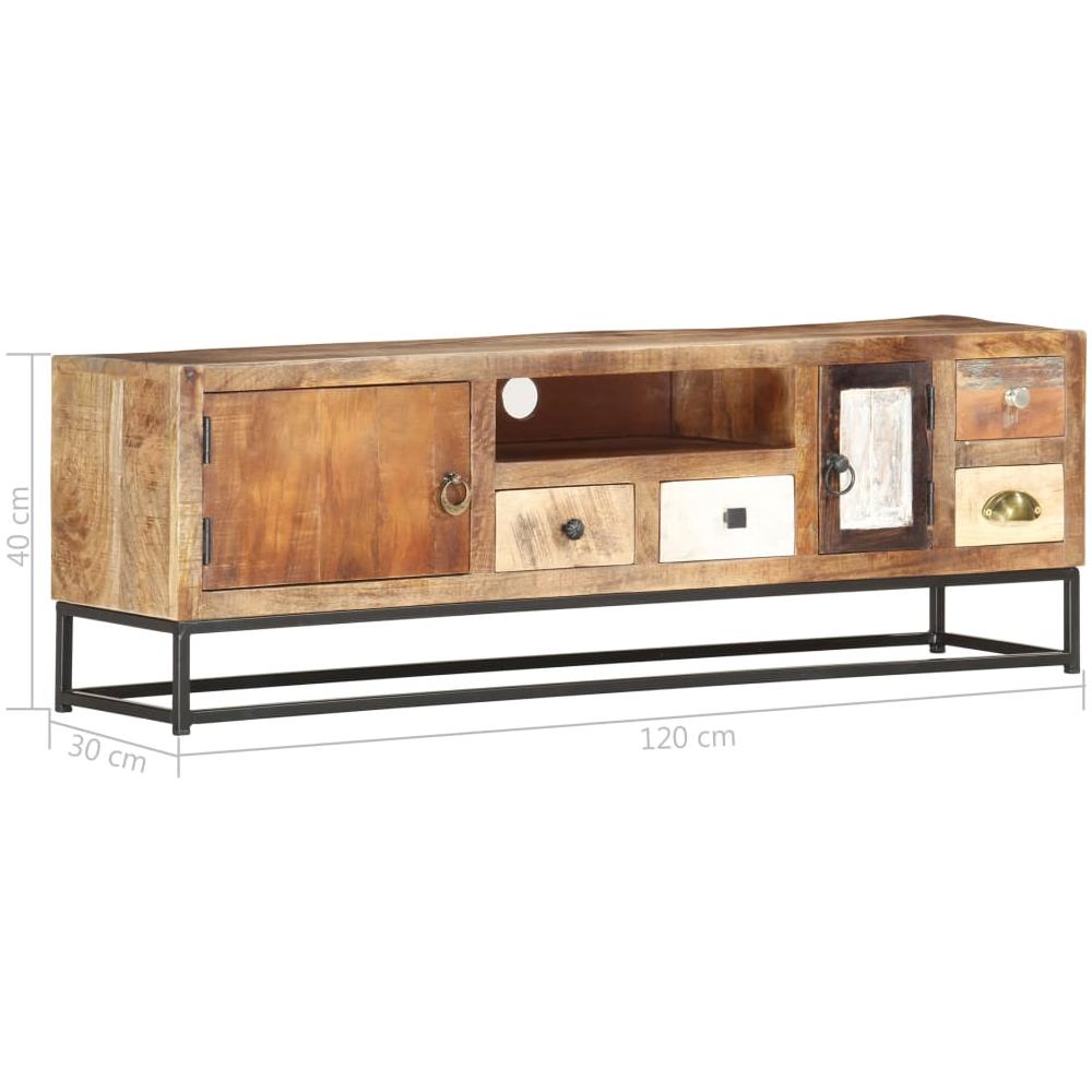 Mobile Porta TV 120x30x40 cm in Legno Massello di Recupero - Foto 2
