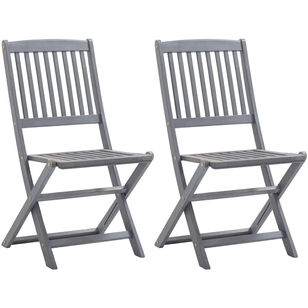 Sedie da Giardino Pieghevoli 2pz con Cuscini in Massello Acacia - Foto 3