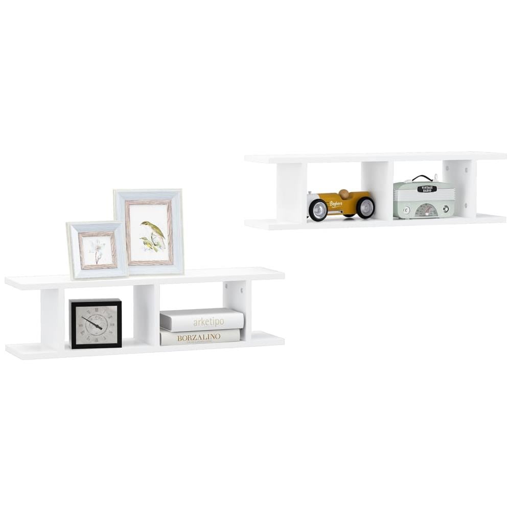 Mensole a Parete 2 pz Bianco 75x18x20 cm in Multistrato - Foto 3