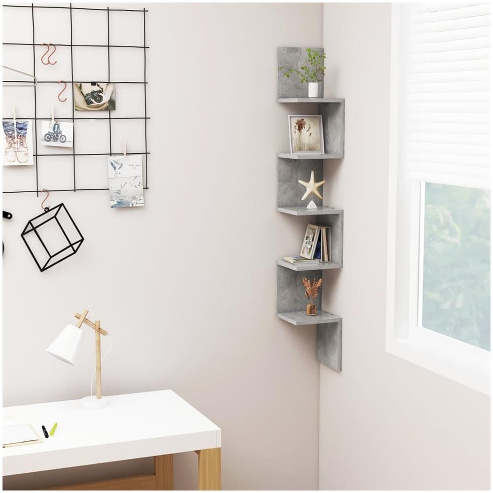 Scaffale Angolare Muro Grigio Cemento 20x20x127,5cm Multistrato - Foto 1