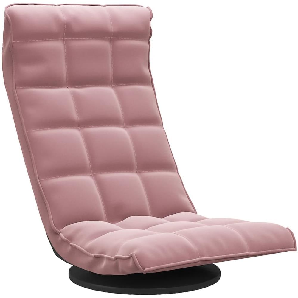 Sedia Da Pavimento Girevole Rosa In Velluto - Foto 2