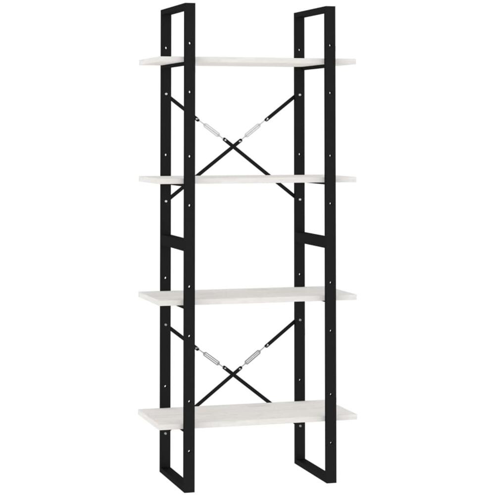 Libreria A 4 Ripiani Bianca 60x30x140 Cm In Massello Di Pino - Foto 1