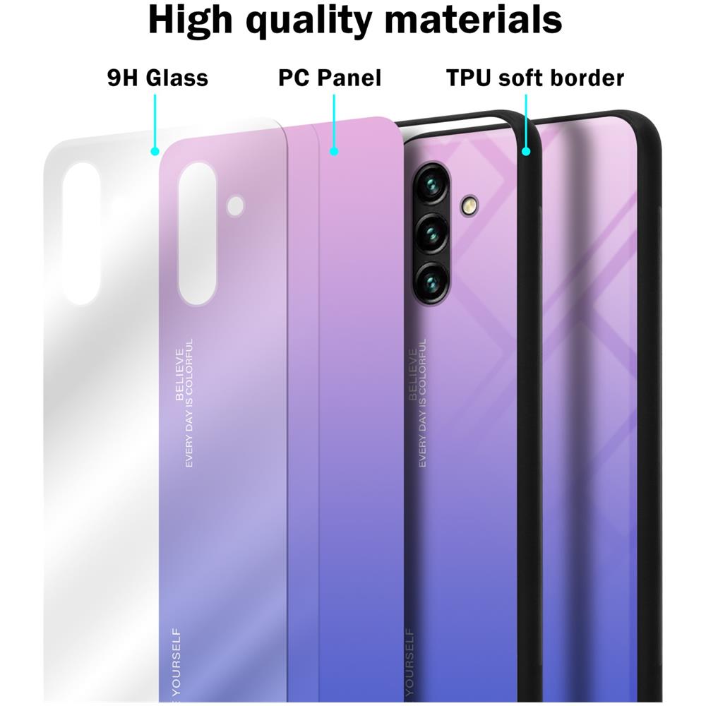 Custodia Compatibile Con Samsung Galaxy A13 5g In Rosa - Blu - Coperchio Protettivo Bicolore In Vetro Temperato E Silicone Tpu - Foto 6