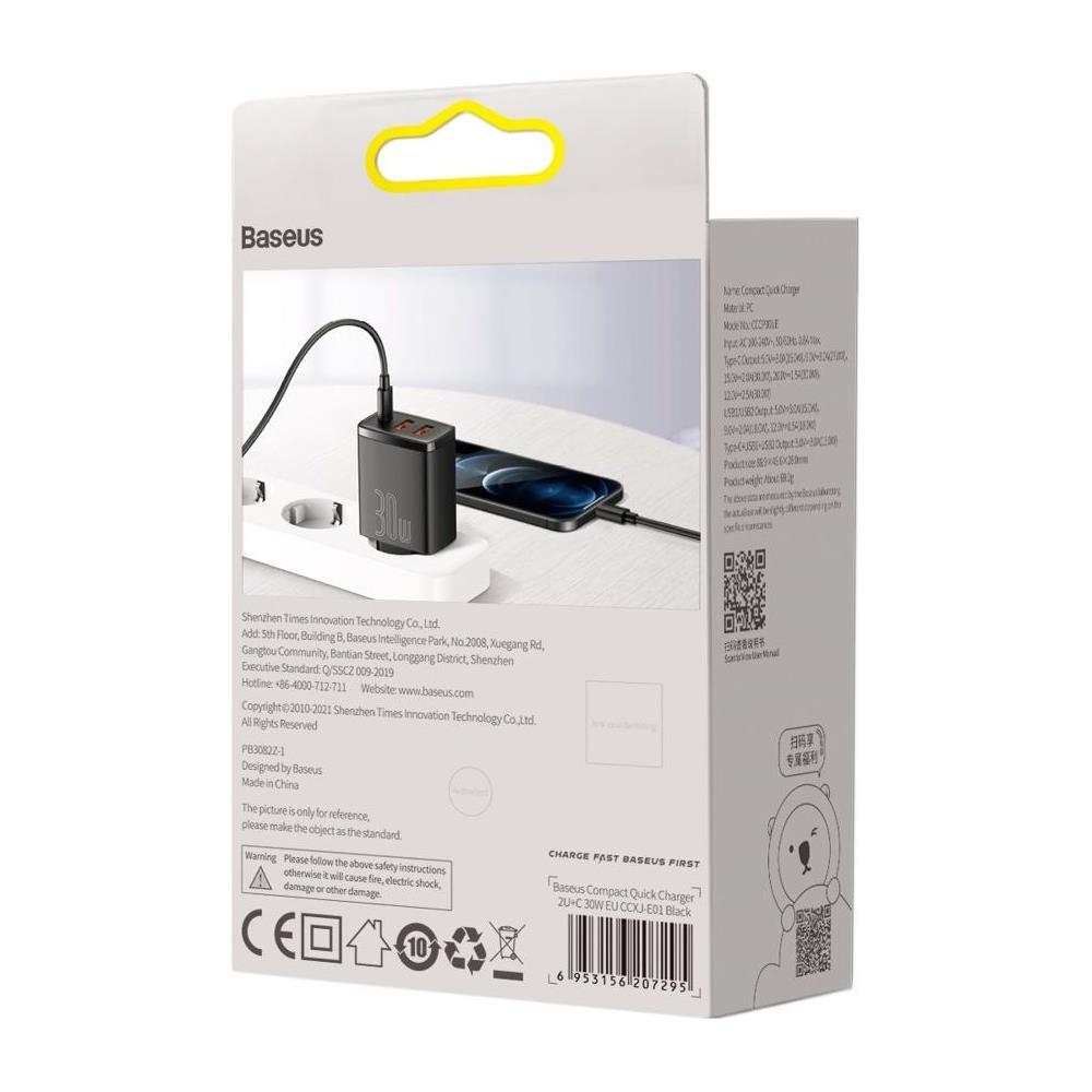 Caricabatterie Ccxj-e01 2x Usb-a 1x Usb-c 3 A (bsu2897blk)  - Foto 2