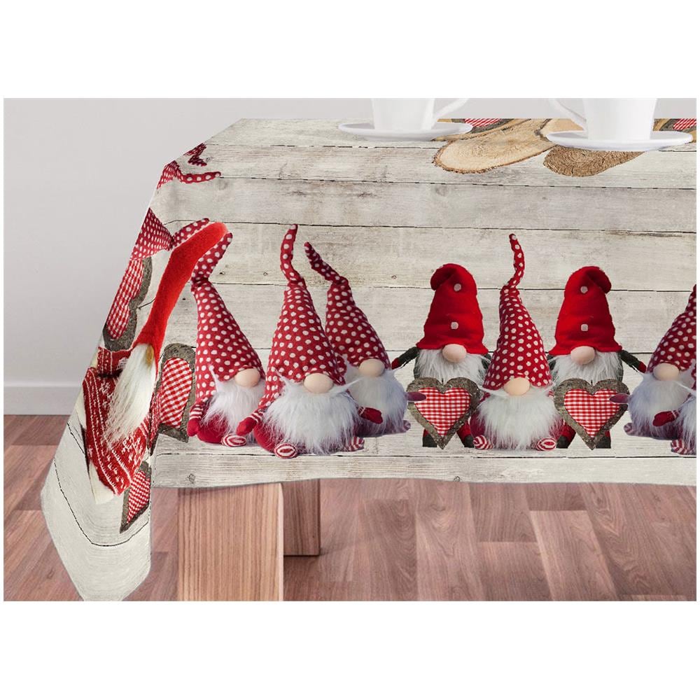 Tovaglia Natale Digitale Centrotavola Runner Natalizio 100% Cotone Gnomi Sv 140x250 Gnomi - Foto 1