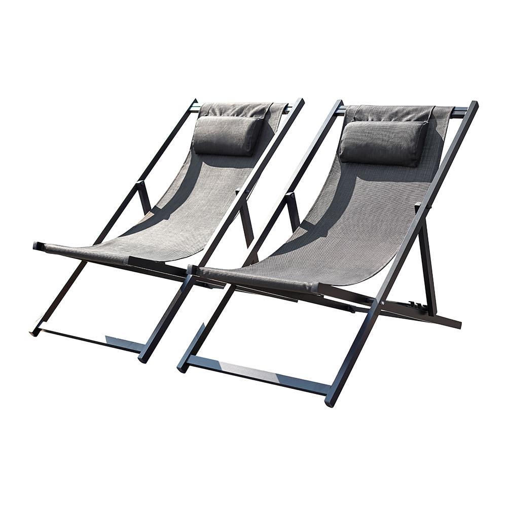 Set Di 2 Sdraio In Alluminio Grigio Tevata - Foto 1
