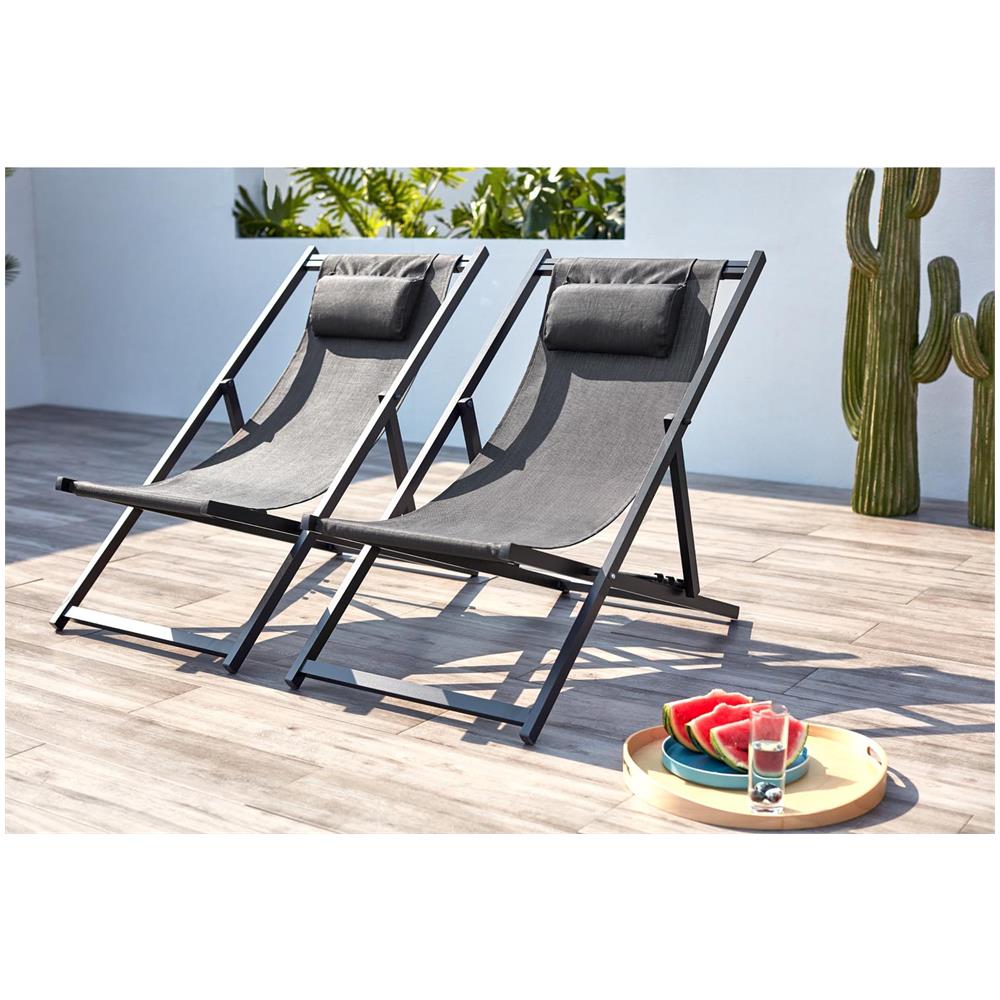 Set Di 2 Sdraio In Alluminio Grigio Tevata - Foto 2