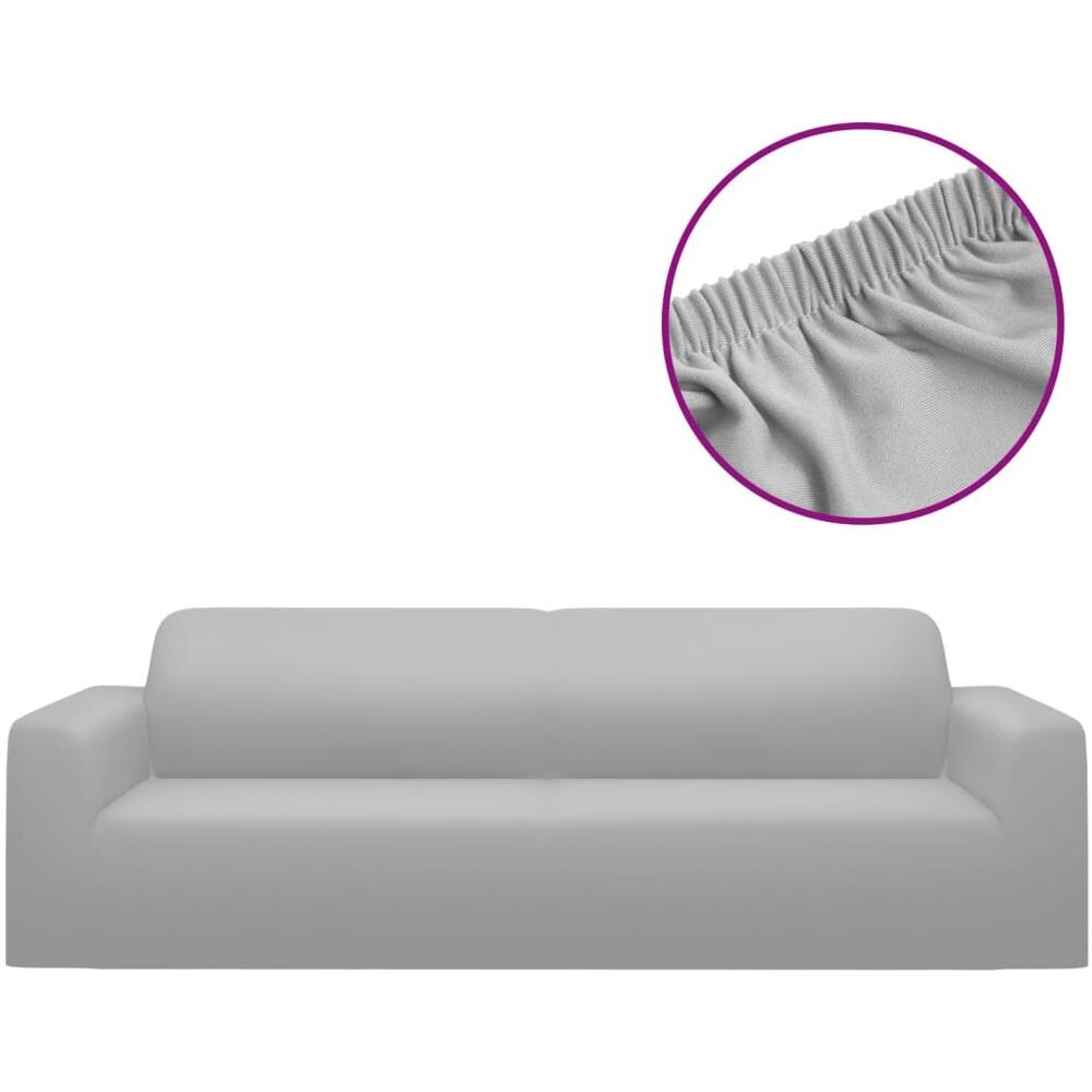 Fodera Elasticizzata Divano 3 Posti In Jersey Poliestere Grigio - Foto 2