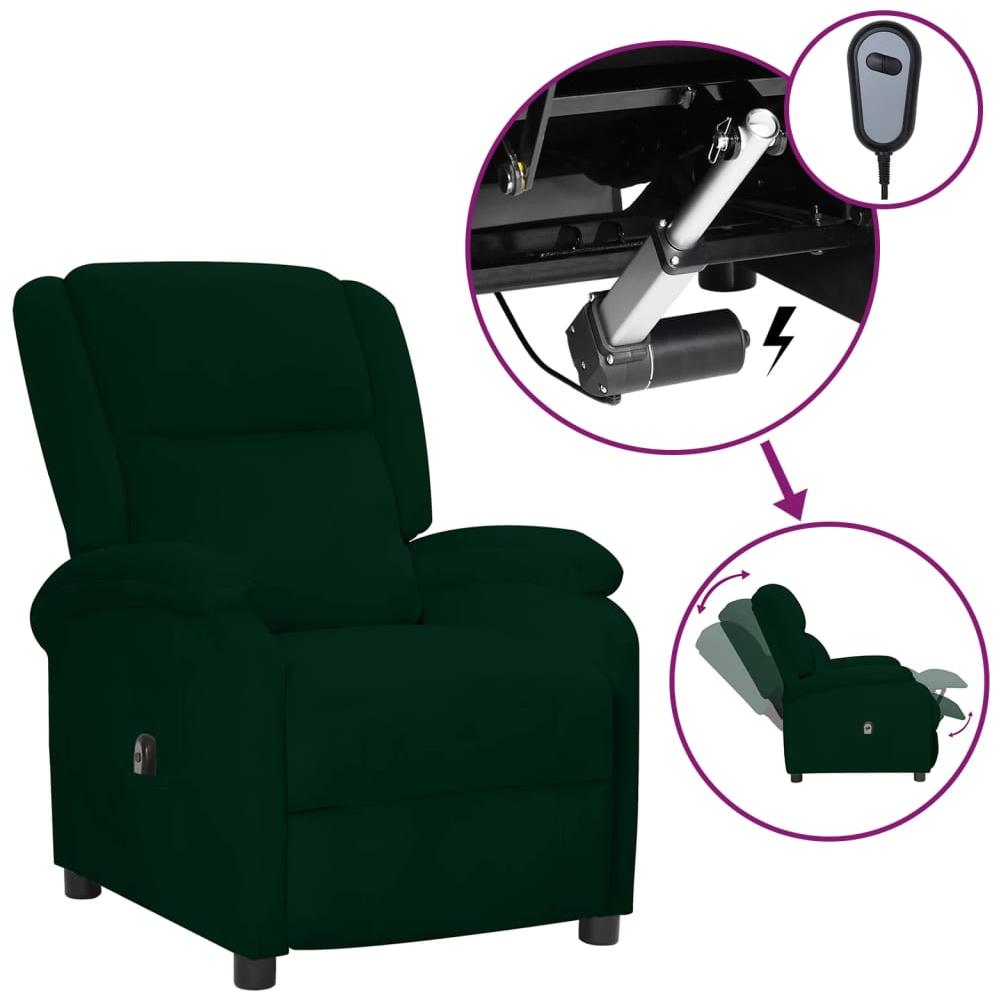 Poltrona Elettrica Reclinabile In Velluto Verde Scuro - Foto 1