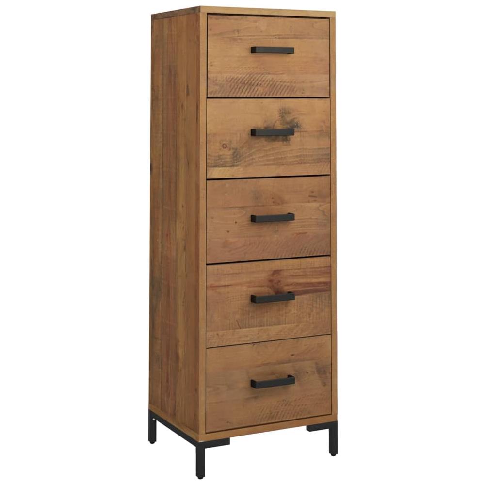 Cassettiera 42x35x110 Cm Legno Massello Di Pino Riciclato - Foto 2