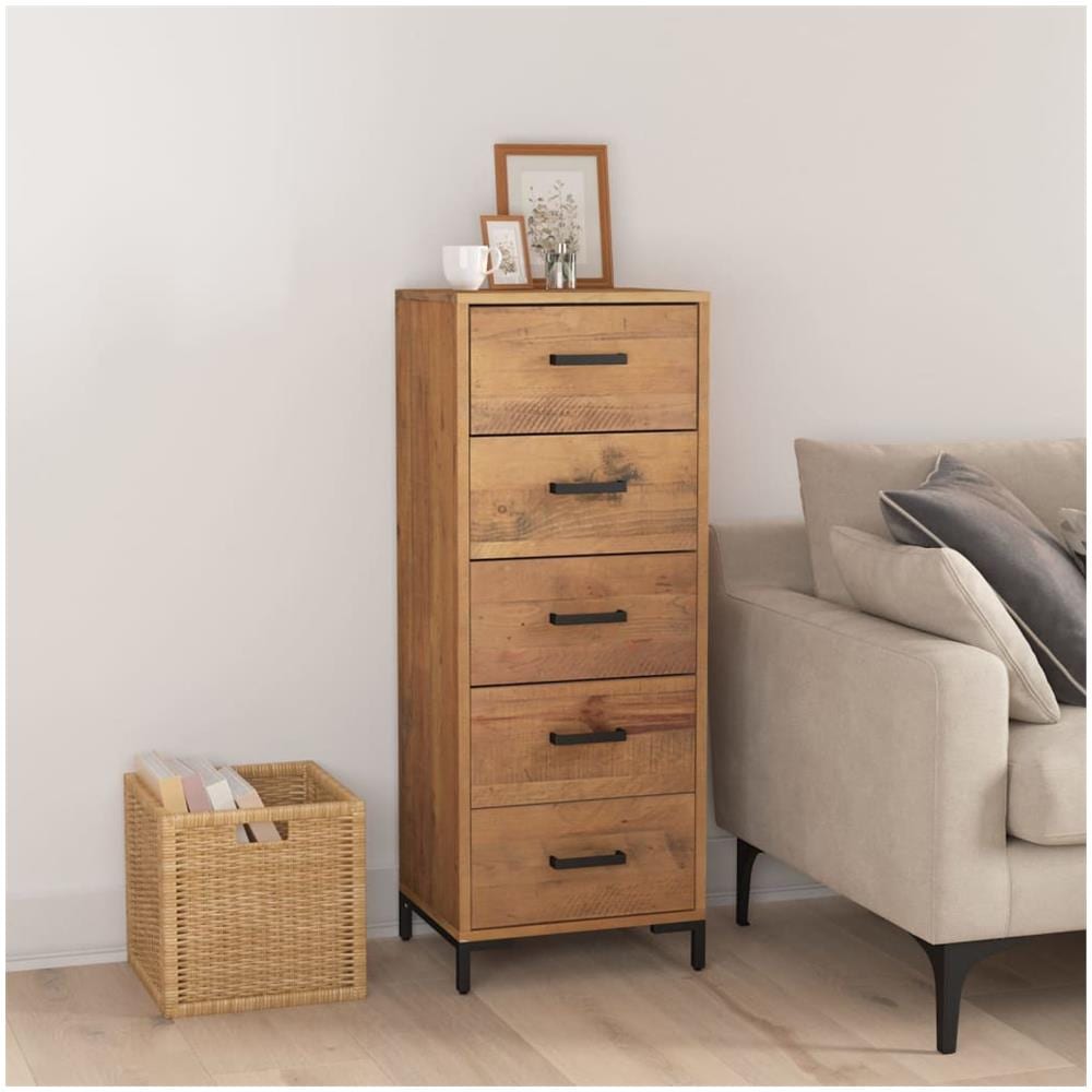 Cassettiera 42x35x110 Cm Legno Massello Di Pino Riciclato - Foto 1