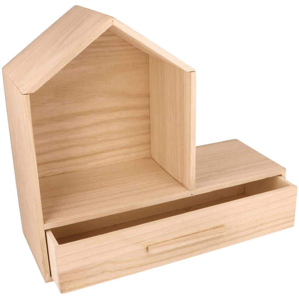 Scaffale In Legno Con Cassetto 32 X 12 X 28 Cm - Foto 1