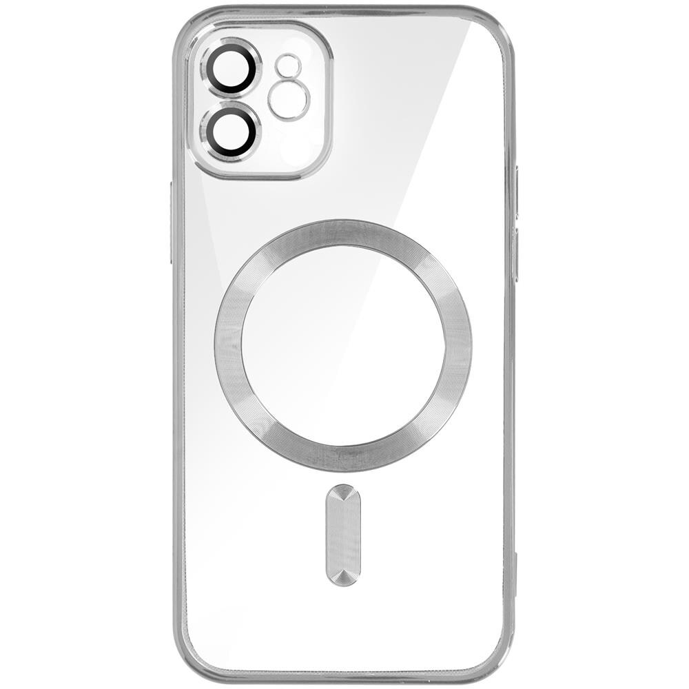 Cover Magsafe Per Iphone 12 Silicone Protezione Fotocamera Bordo Cromato Argento - Foto 1