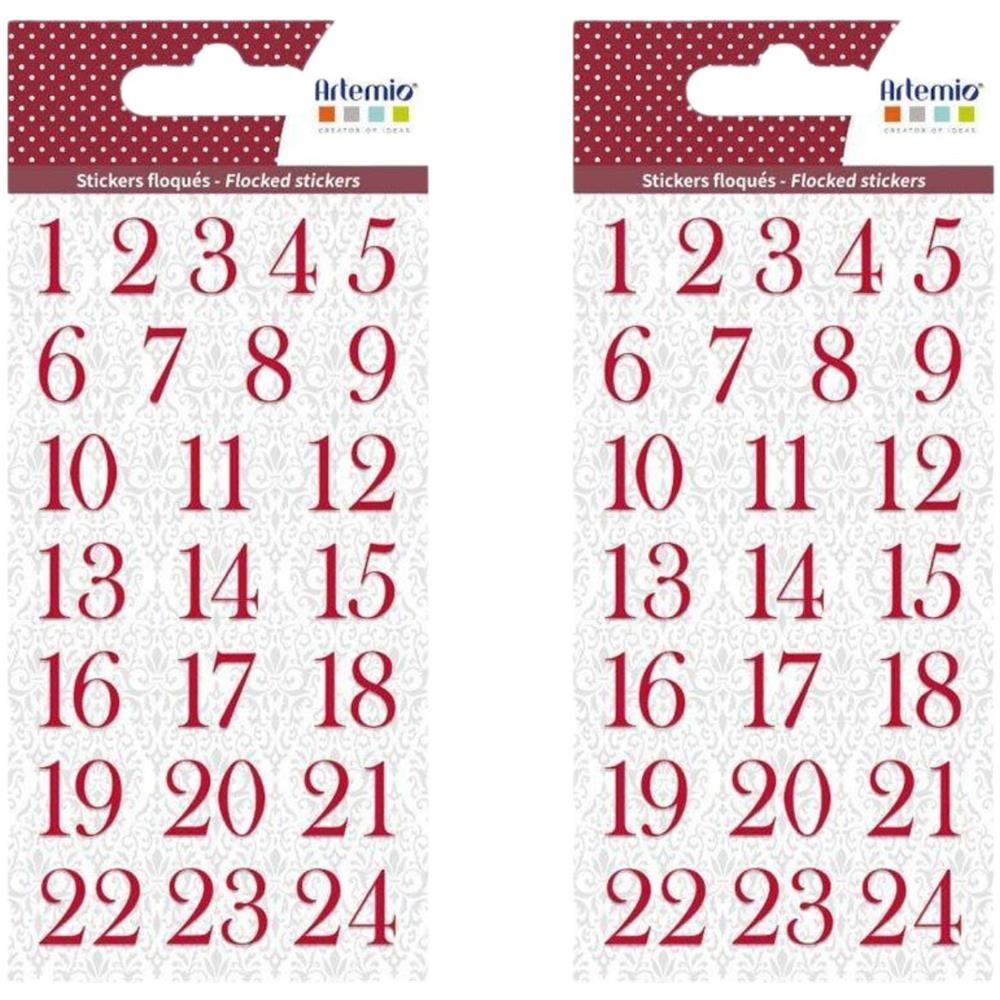 Adesivi Con Numeri Floccati Rossi Per Il Calendario Dell'avvento - Foto 1