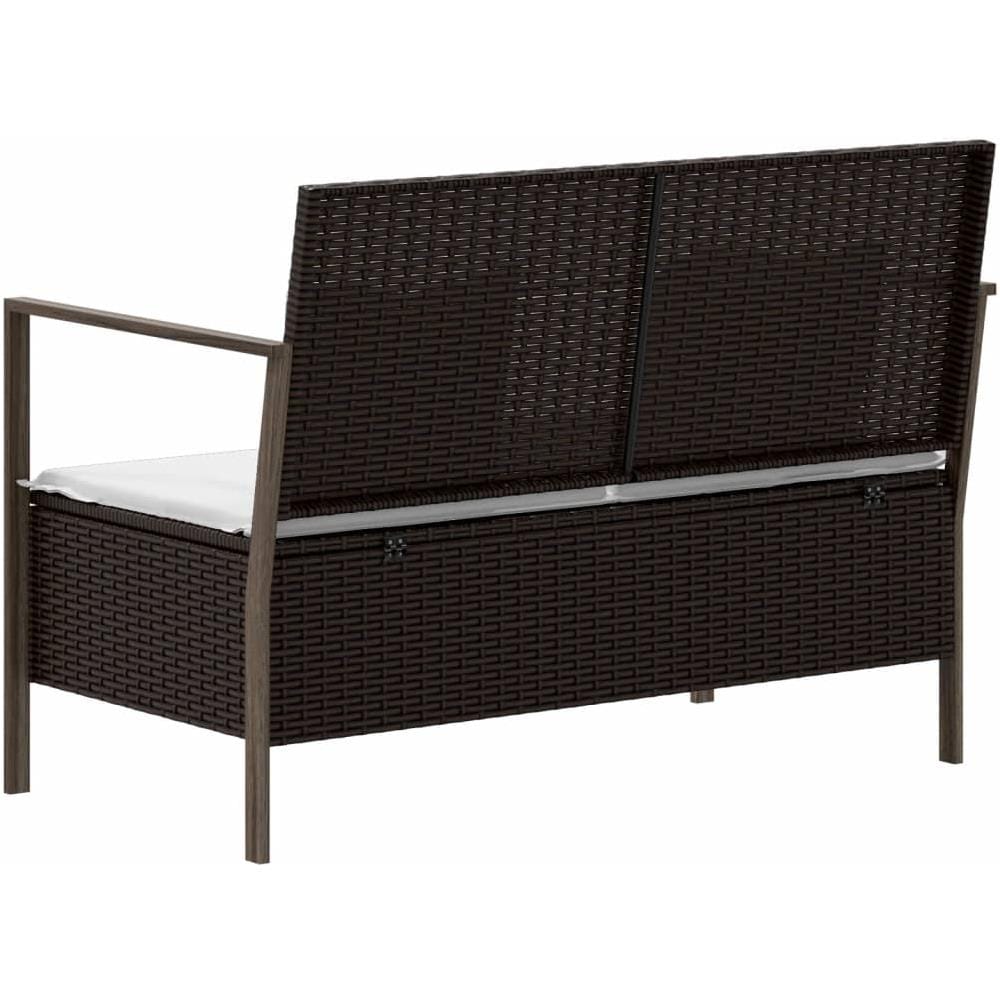 Panca Da Giardino A 2 Posti Con Cuscini In Polyrattan Marrone - Foto 3