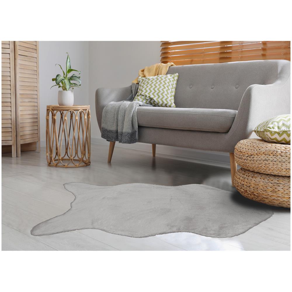 Tappeto Peloso In Pelliccia Ecologica Sagomato Modello Orsetto Varie Forme 60x90cm Perla - Foto 5